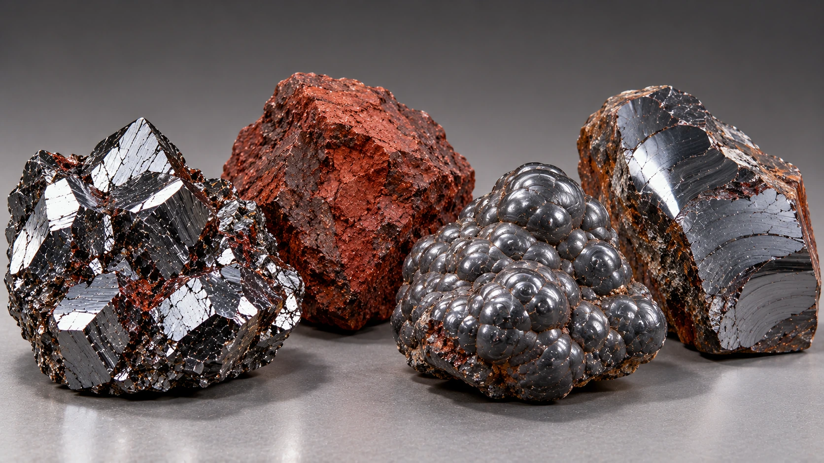 Diferentes formas naturales de hematita