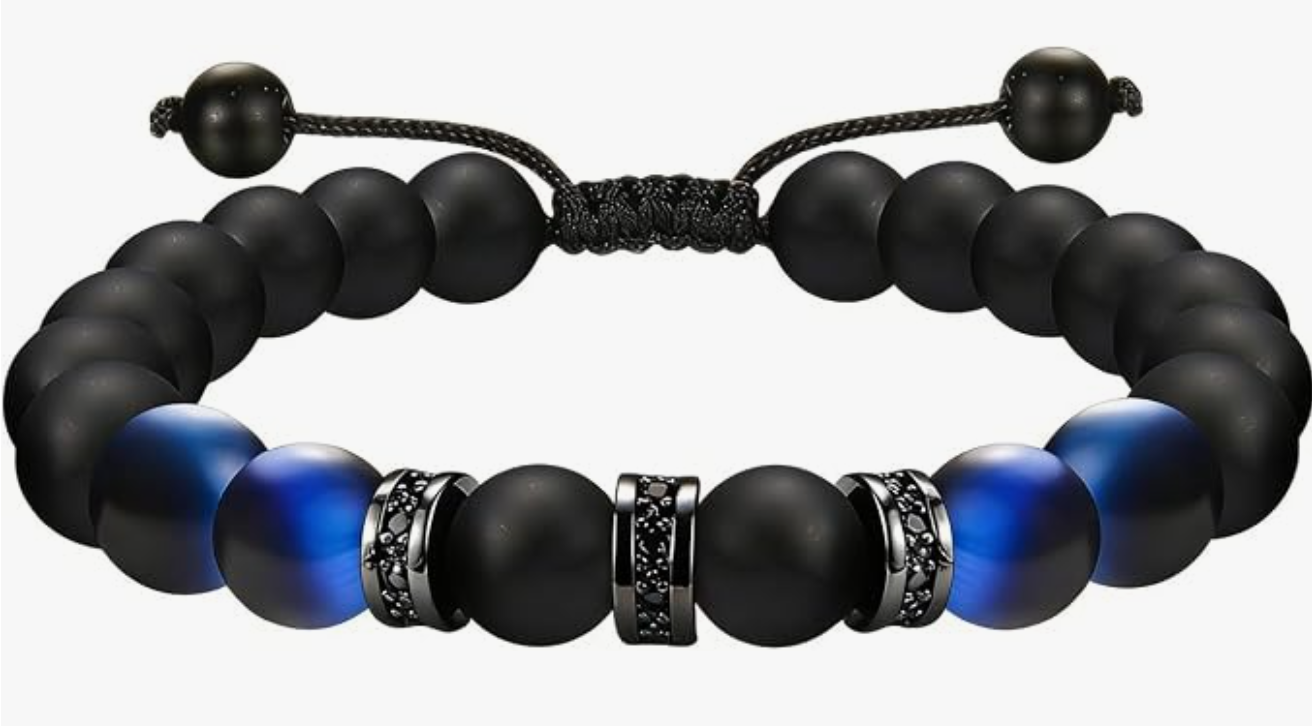 Pulsera de ojo de tigre y ónix negro