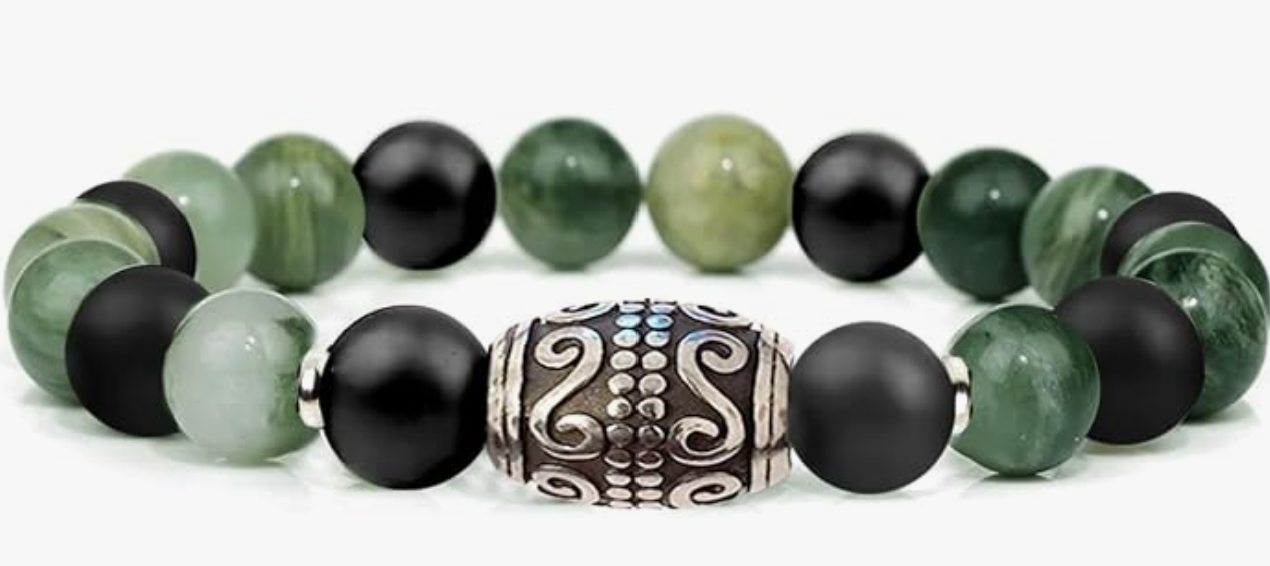 Pulsera de ojo de tigre y piedras naturales con piedra volcánica
